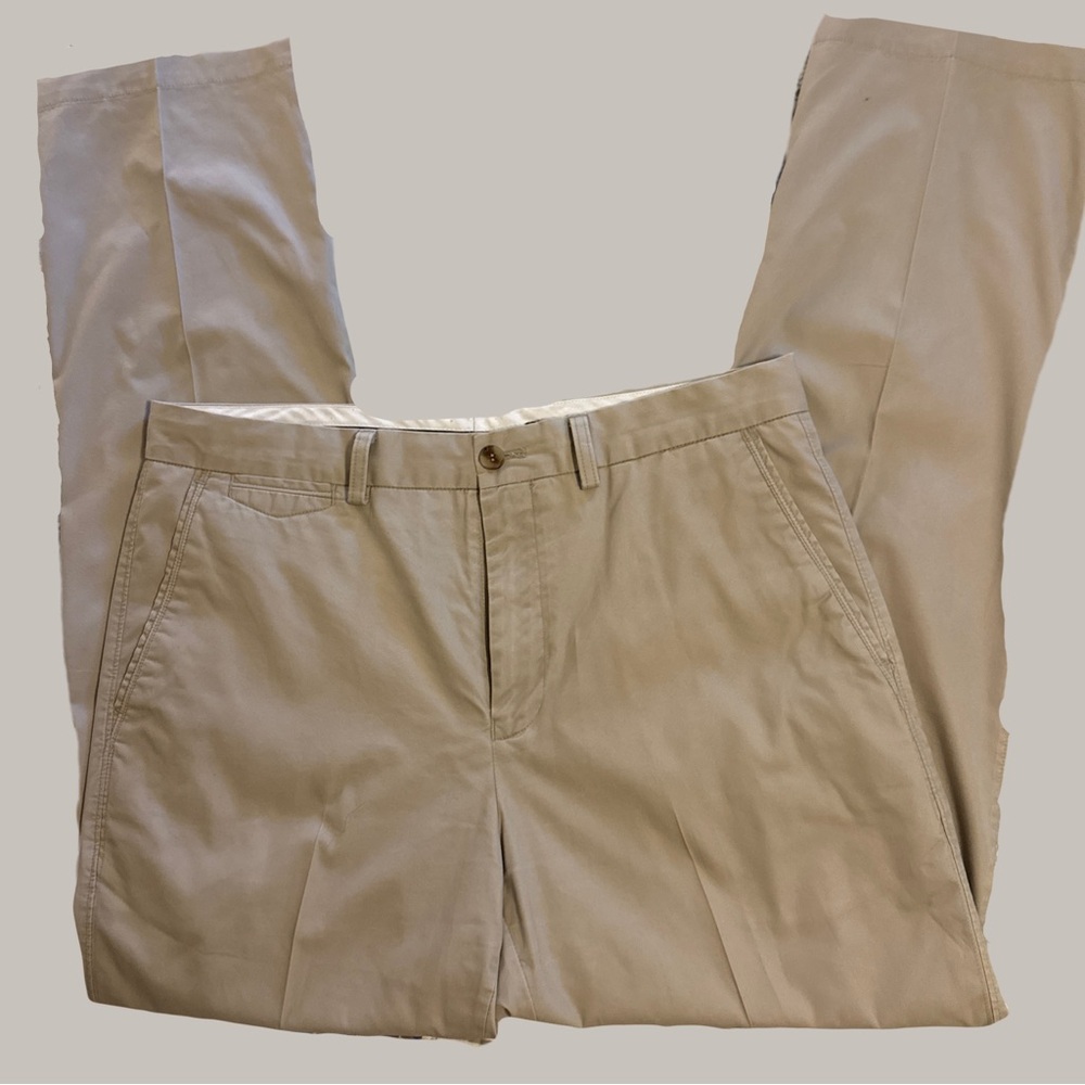 Tailorbyrd Tan Straight-Leg Chinos Cotton Blend Business-Casual